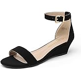 DREAM PAIRS Women's Ingrid Ankle Strap Low Wedge Sandal