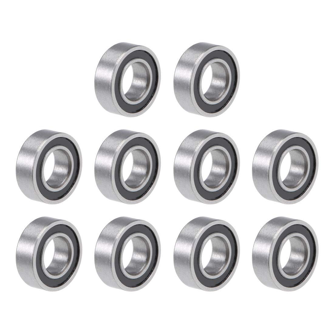 sourcing map R166-2RS Deep Groove Ball Bearing 3/16-inchx3/8-inchx1/8-inch Sealed Z2 Lever Bearings 10pcs
