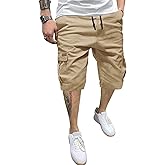 Dokotoo Men Mens Cargo Shorts Casual Waist Elastic Drawstring Outdoor Golf Shorts with 6 Pockets