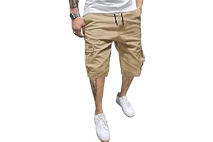 Dokotoo Men Mens Cargo Shorts Casual Waist Elastic Drawstring Outdoor Golf Shorts with 6 Pockets