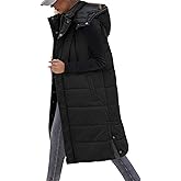 VXVGER Long Puffer Vest Women With Hood Sleeveless Down Vest Warm Jacket Winter Coat With Pockets