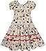 Sunny Fashion Girls Dress Fox Squirrel Bird Mushroom Print Striped Size 7-14