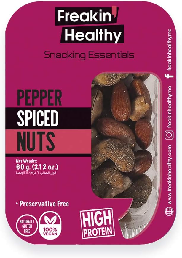 Freakin Healthy Pepper Spiced Nuts 60G, Gluten Free, Vegan And Healthy Snack