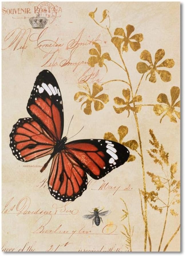 Cartel mural Decoración del hogar Mariposa Libélula Tinta Pintura Sala