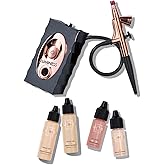 Luminess Air Icon Makeup Airbrush System and 4-Piece Foundation Starter Kit, Medium Coverage - Quick, Easy & Long Lasting Application - Includes Silk 4-In-1 Foundation, Highlighter & Blush