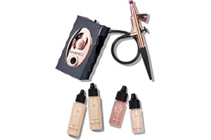 Luminess Air Icon Makeup Airbrush System and 4-Piece Foundation Starter Kit, Medium Coverage - Quick, Easy & Long Lasting Application - Includes Silk 4-In-1 Foundation, Highlighter & Blush