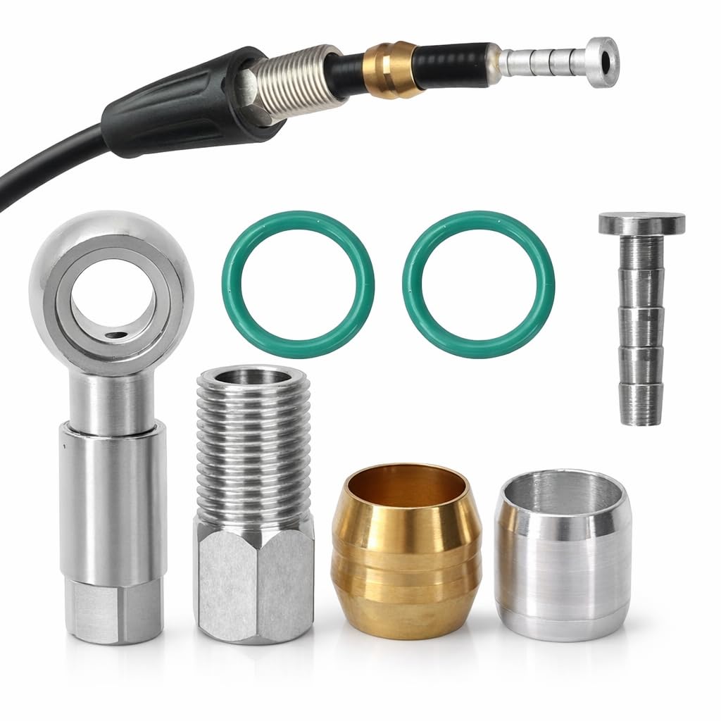 BH90 Hydraulic Brake Hose Adapter Set, Bicycle Olive and Connector Insert for Disc Brake Systems, Brake Fittings