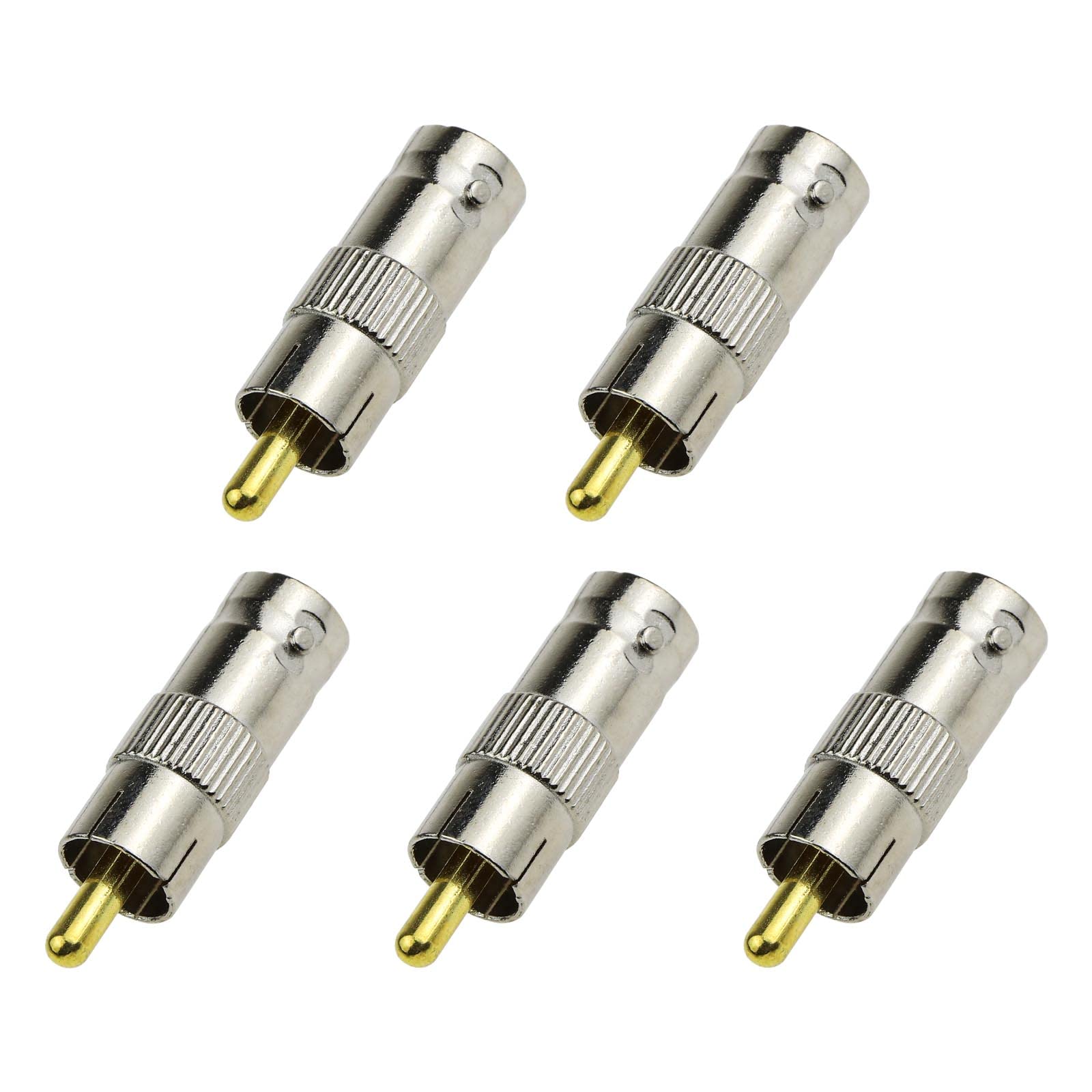 eMagTech 5pcs Brass BNC Male to RCA Phono Female Adaptor Connector Gold Plated AV to Q9 Compatible with CCTV Security Camera Surveillance System Monitor TV DVRs Cameras