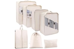 YEEYAA Packing Cubes for Travel - 7 Set Luggage Organizer Bags for Household, Mesh Breathable Travel Packing Cubes for Suitcases Durable Travel Essentials Bags Set