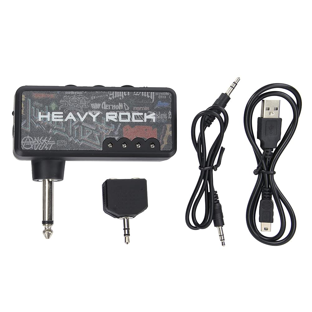 Electric Guitar Plug, Mini Guitar Headphone Amplifier Classic Rock Pocket Mini Guitar Headphone Amp Electric Guitar Headphone Amplifier Plugin Simulator Guitar Accessories