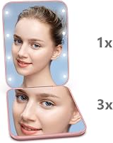 Kintion Pocket Mirror 1X 3X LED Lighted Compact 2-Sided Rose Gold view 3