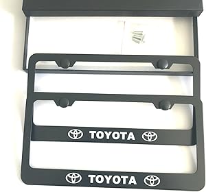 MAX WHOLESALE Stainless Steel License Plate Frame Rust Free With Bolt Caps For Toyota Cover (2-Black)