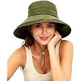 Rosoz Sun Hats for Women Wide Brim Ponytail Bucket Hat Sun Protection Beach Hat Quick-Dry Gardening Hat with Fold-Up Brim