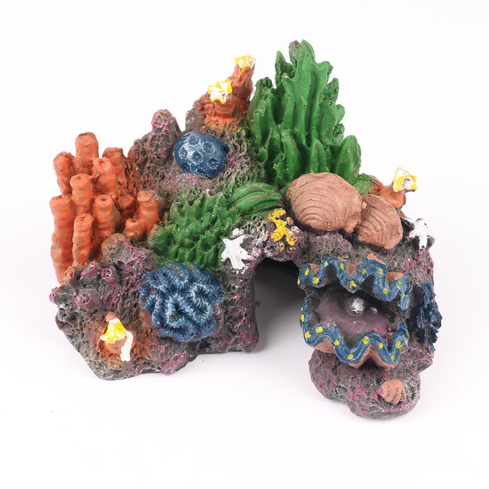 Atlantis Aquarium Coral Cave Decoration | Multi-Color Artificial Coral Reef Ornament with Cave | Safe Resin Decor for Fish Tanks Enhances Aquatic Environment | Easy to Clean and Maintain (Coral Cave)