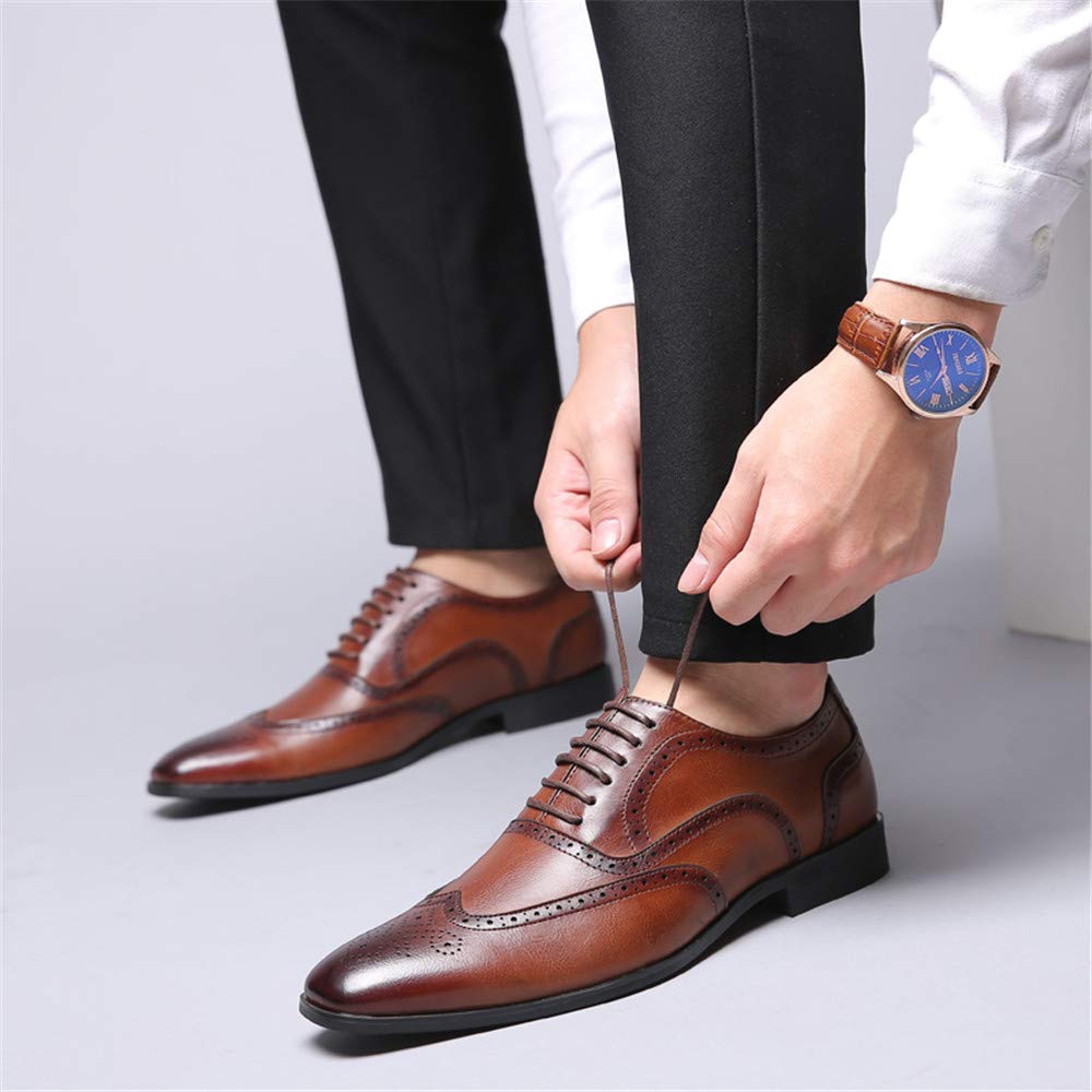 Brogue Uomo Pelle Scarpe Stringate Basse Oxford Derby Business Elegante  Scarpe di Cuoio Vintage Matrimonio Derbi Marrone 42 EU Scarpe da uomo  urban-earth.co.uk