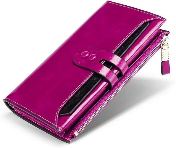 Amazon 財布 ブランド 可愛い レザー 女性用 長財布 大容量 さん入り使い易い 小銭入れ プレゼントに最適 パープル 財布
