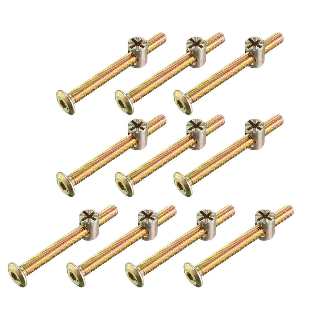 sourcing map M6x60mm Furniture Bolt Nut Set Hex Socket Screw with Barrel Nuts for Beds Headboards Chairs 10 Sets