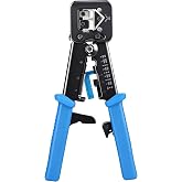 Cable Matters Modular RJ45 Crimp Tool for Pass-Through Connectors | Built-in Wire Cutter and Stripper, Includes 10-Pack Cat6 RJ45 Connectors, Pass-through Ethernet Crimper