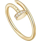 Necirhuk Men's Love Stacking Ring, 18K Gold Plated Brass Zircon Fashion Jewelry, Wedding, Birthday, Proposal Gift, Valentine's Day, Best Gift For Couples' Anniversary, Gold Nail Ring For Women