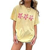 KLZELZS Womens Vintage Graphic Tee Shirt Summer Short Sleeve Loose Casual Basic Tee Tops Fit Shirts Oversized Baggy Shirts