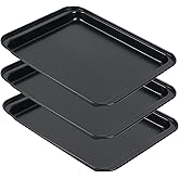 Small Baking Sheets for Oven, Shinsin Nonstick Cookie Pans Set of 3, 8 inch Carbon Steel Cookie Sheet Pans Professional Mini Baking Replacement Trays for Toaster Oven, Easy Clean, Dishwasher Safe