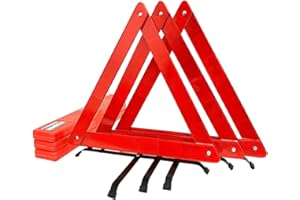 BRUFER QUALITY PRODUCTS BRUFER 3-Pack Emergency Roadside Safety Triangle with Reinforced Cross Base and Carrying Case