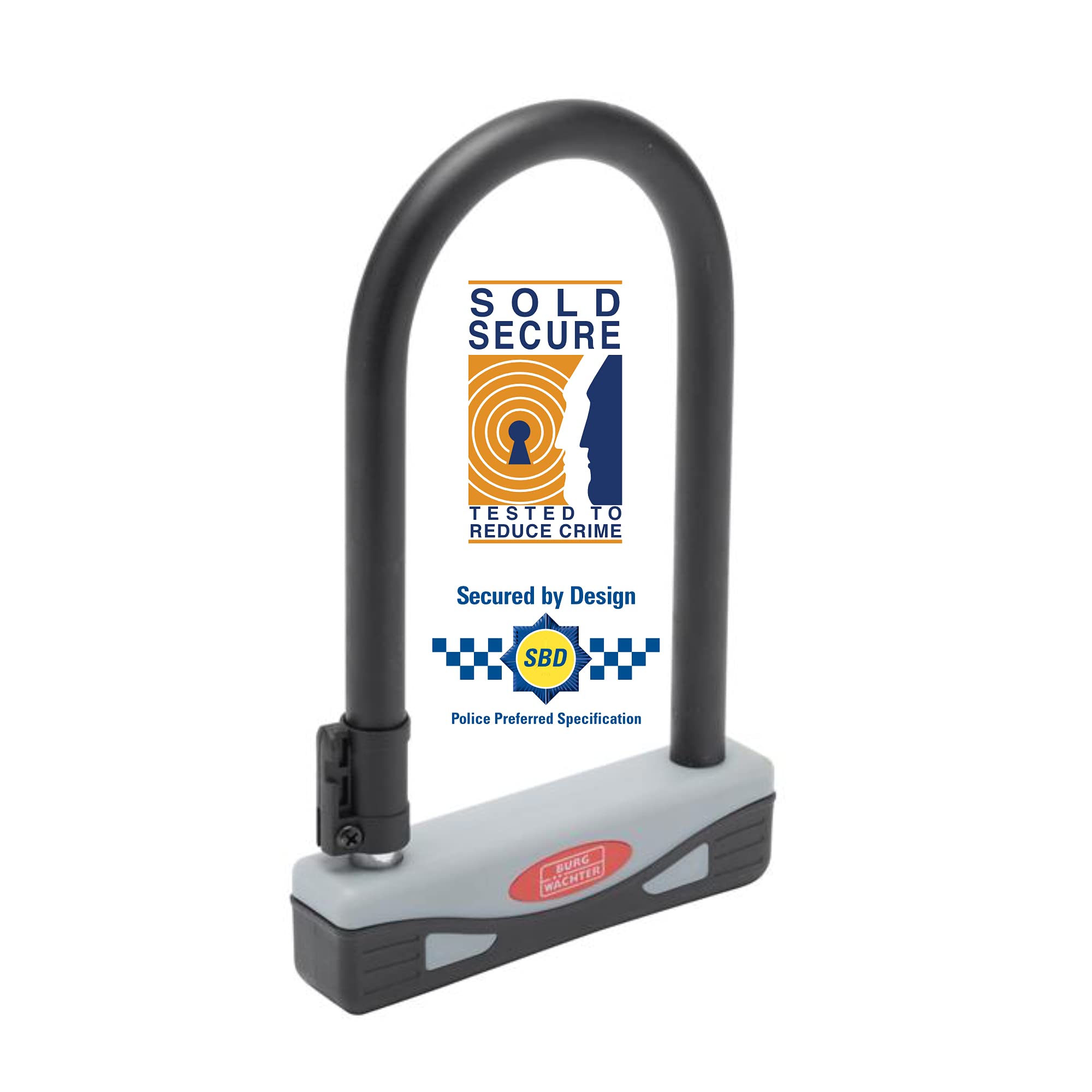 Burg Wachter 1600HB Sold Secure Gold Approved D Lock Bike Lock, Grey/Black, Small