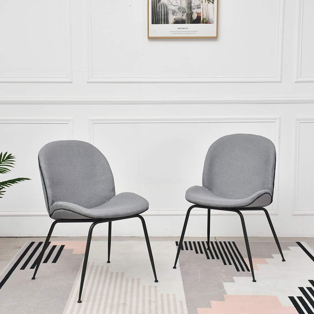 Dekea Dining Room Chairs Set of 2 Linen Upholstered Side Chair for Kitchen/Living Room Bedroom, Grey