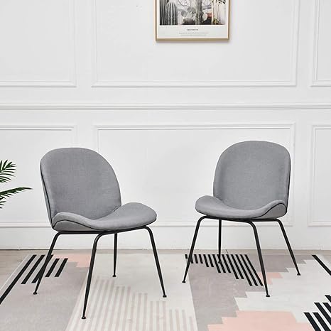 Dekea Dining Room Chairs Set Of 2 Linen Upholstered Side Chair For Kitchen Living Room Bedroom Grey