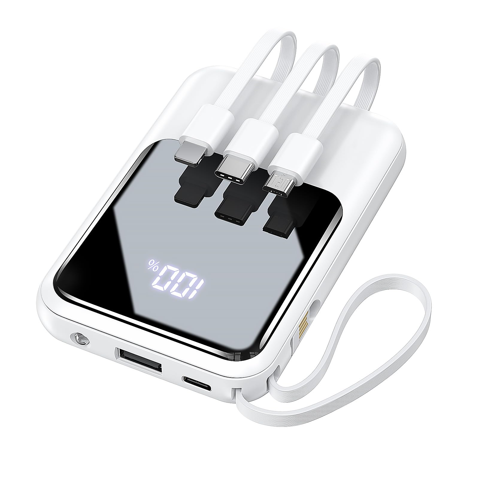 モバイルバッテリー 大容量 【業界新設計・22000mAh大容量・4つのケーブル内蔵】モバイルバ...