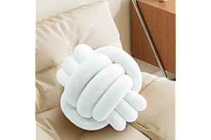 KUCCO-PILLOW Knot Pillow Ball-Shaped Decorative Throw Pillows,White 27cm Cute Couch Cushion Knotted Plush Pillow Suitable for Living Room Decoration Handmade Braided Throw Pillows