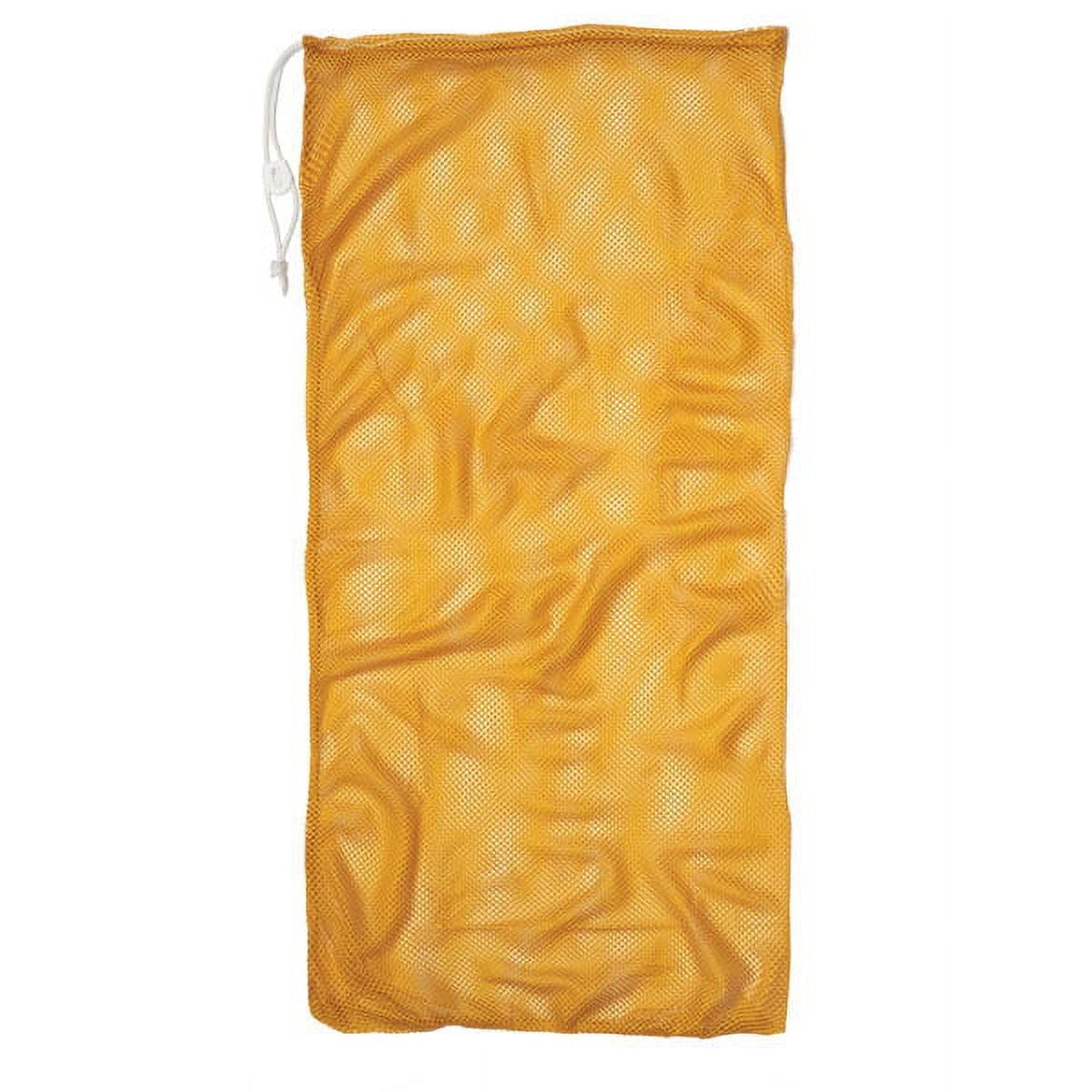 Champion Sports Mesh Sports Equipment Bag, Gold, 24x48 Inches - Multipurpose, Nylon Drawstring Bag with Lock and ID Tag for Balls, Beach, Laundry