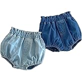 Colorful Childhood Toddler Denim Bloomers Shorts Baby Girls Boys Loose Harem Shorts 2pcs