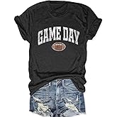 Game Day Shirts Women Football Shirt Cute Graphic Tshirt Casual Short Sleeve Sunday Tee Tops