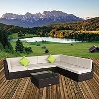 Sale U Max 7 Pieces Patio Pe Rattan Wicker Sofa Sectional Furniture Set Brown Tropical Fish Pillows