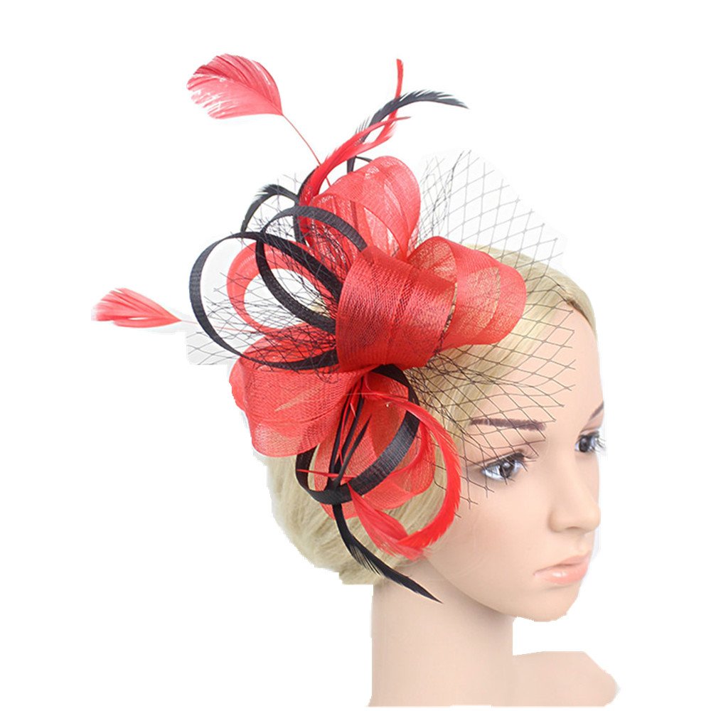 Buy Fascinator Cocktail Hair Clip Hat Feather Veil Wedding Bridal