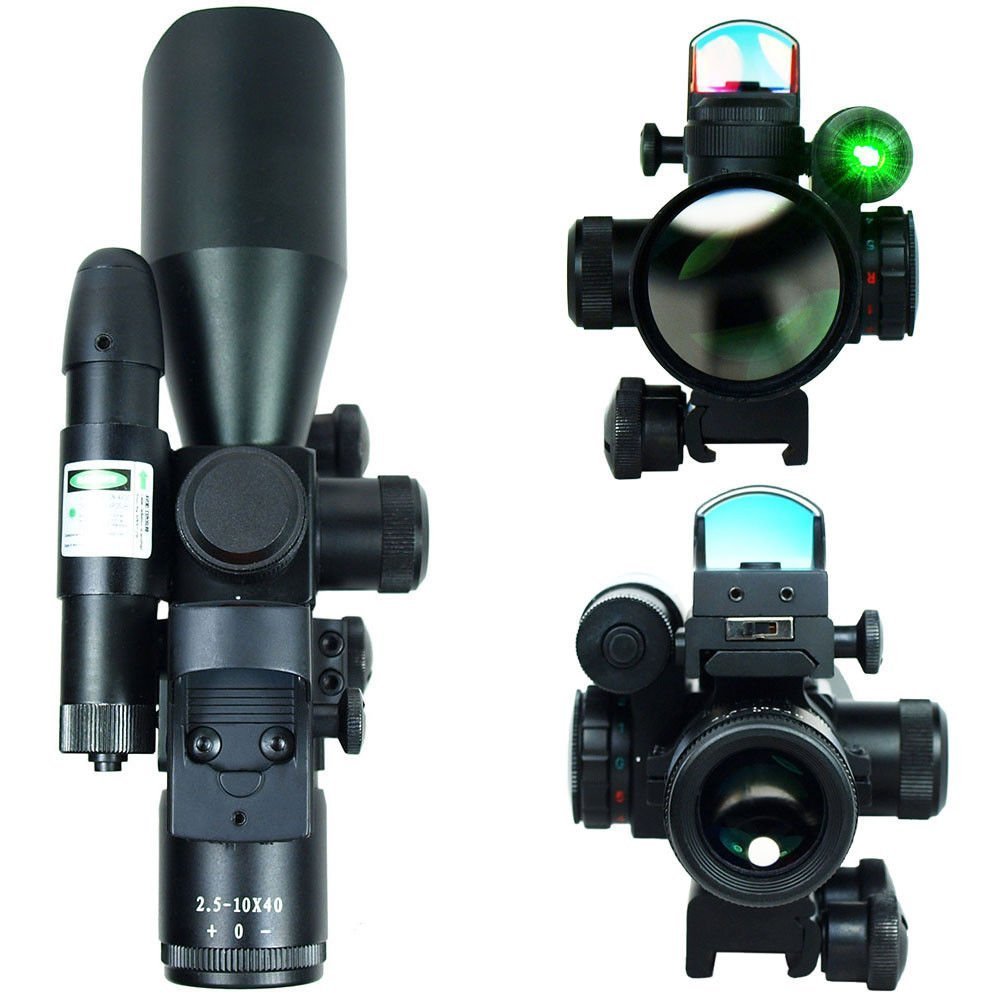 UUQ 2.510x40 Clarity+ Combo Rifle Scope Dual Illuminated Mildot W