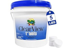 ClearView Chlorine Tablets 1 Inch 5 Lbs for Swimming Pools, Long-Lasting Stabilized 1" Chlorinating Tablets for Spa Hot Tub Chemicals, Pool Chlorinating Sanitizer 90% Available Chlorine