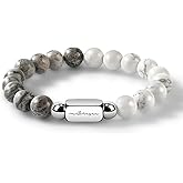 Bracelets for Men, 10MM Adjustable Men's Elastic Beaded Bracelet, Handcrafted Gifts for Anniversary, Birthday, Christmas, Blue Vein Gemstone/Tiger Eye/Howlite/Map Gemstone/Black Matte Agate/Snowflake Obsidian/Black Agate/Hematite/Gray Ray Wood Stone