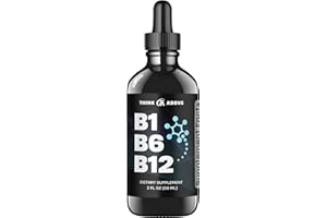THINK ABOVE B1 B6 B12 Vitamin Liquid Drops - Nerve, Energy, Brain Support Supplement - Fruity-Like Flavor - Methylcobalamin, Thiamine, Pyridoxine - 60 Day Supply - 2 oz - for Men and Women - Simply Made