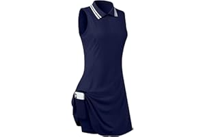 FREEYE Womens Sleeveless Golf Tennis Dresses with Inner Shorts＆Pockets for Workout Exercise