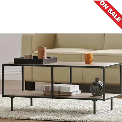 Amazon.com: Industrial Coffee Table with Storage Decor Living Room ...