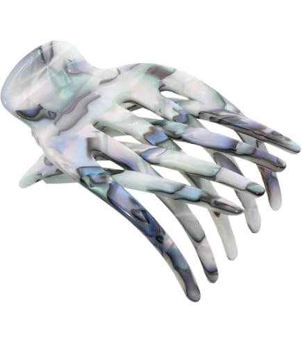 Small White Tokyo Celluloid Hair Claw Clip Durable No-Slip Grip Fashionable Amazon.com : French Amie Pelican White Tokyo Handmade  main image 2