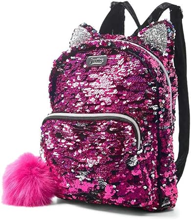 justice black cat flip sequin backpack