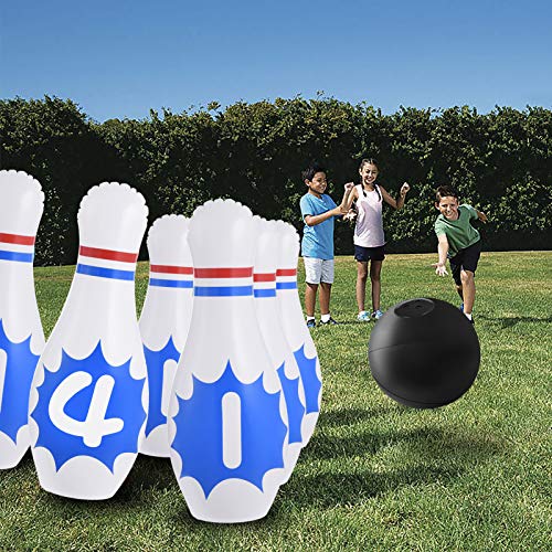 Newtion Giant Inflatable Bowling Set 6 PCS 24 Inch Jumbo Bowling Pins with 1 PCS 18 Inch
