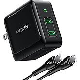 USB C Charger Block, 100W GaN+ Dual Port USB C Fast Charging Block Foldable Compact Wall Charging Power Adapter for MacBook Pro/Air, iPad, iPhone Series, Galaxy S24/S23, and More