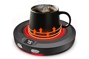 MXMZHXU Mug Warmer, 30W Coffee Cup Warmer With 3 Temp Setting & Ambient Light, 2-12 Timer Smart Plate for Desk, Beverage, Coffee, Tea, Milk, Candle