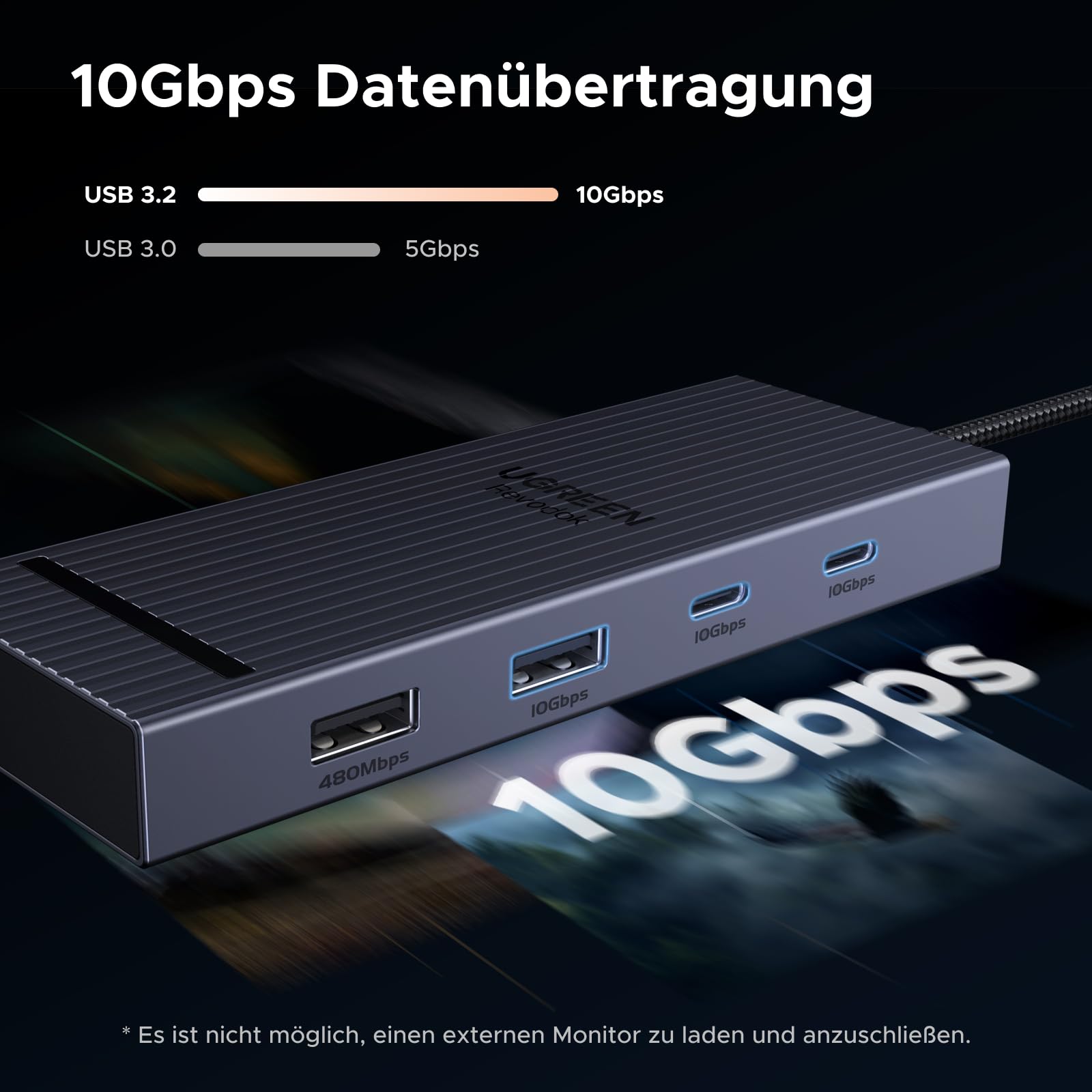 UGREEN Revodok Pro 108 10Gbps USB C Hub, USB C Adapter mit HDMI 4K@60Hz, Docking Station mit USB 3.2 10Gbps, SD/TF Kartenleser, PD 100W Kompatibel mit MacBook, Surface, iPad Pro und mehr 3