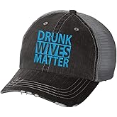Trenz Shirt Company Women's Embroidered Drunk Wives Matter Distressed Baseball Cap