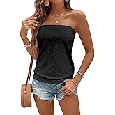 SOLY HUX Women's Strapless Bandeau Tank Top Casual Summer Sleeveless Eyelet Tube Tops